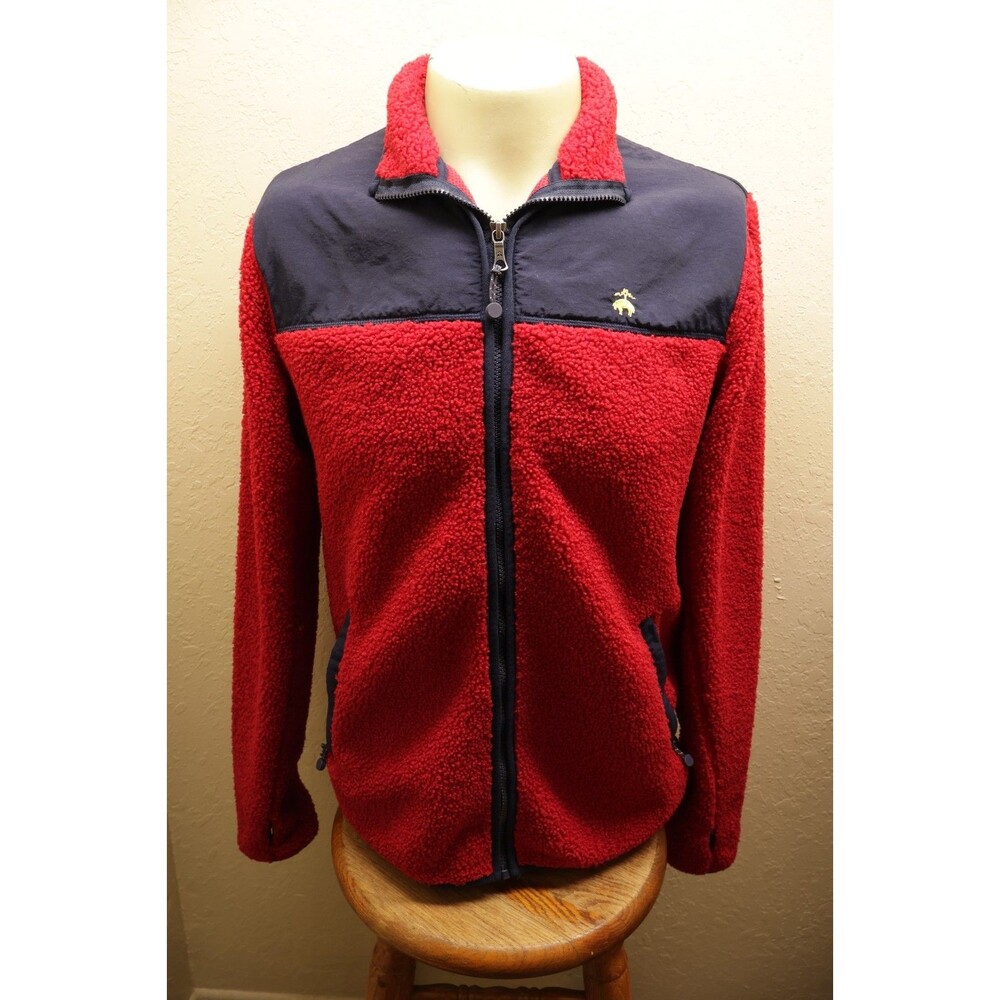 Brooks Brothers Golden Fleece Men’s Sherpa Fleece Jacket Red Navy Medium Luxury